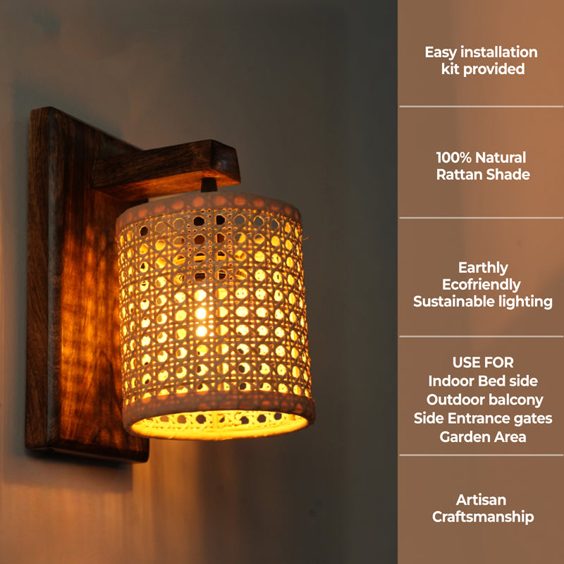 LumaRay Rattan Wall Lamp With Mango Wood Base media 3