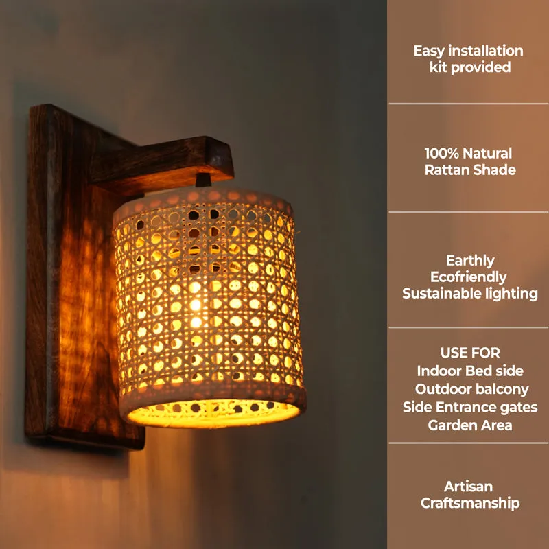 LumaRay Rattan Wall Lamp With Mango Wood Base media 3