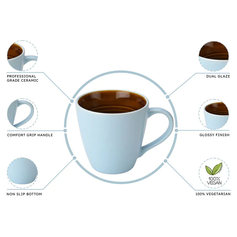 Karvaa Ceramic Coffee Mug (Arctic Blue/350 mL Each) - Set Of Four media 6