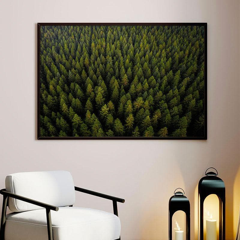 Natural green forest Canvas Painting - Black Frame