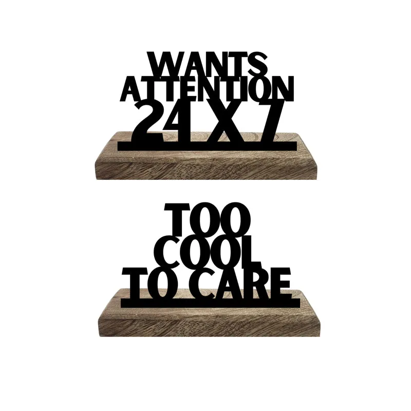 Too Cool To Care Typography Showpiece - Set Of Two media 4