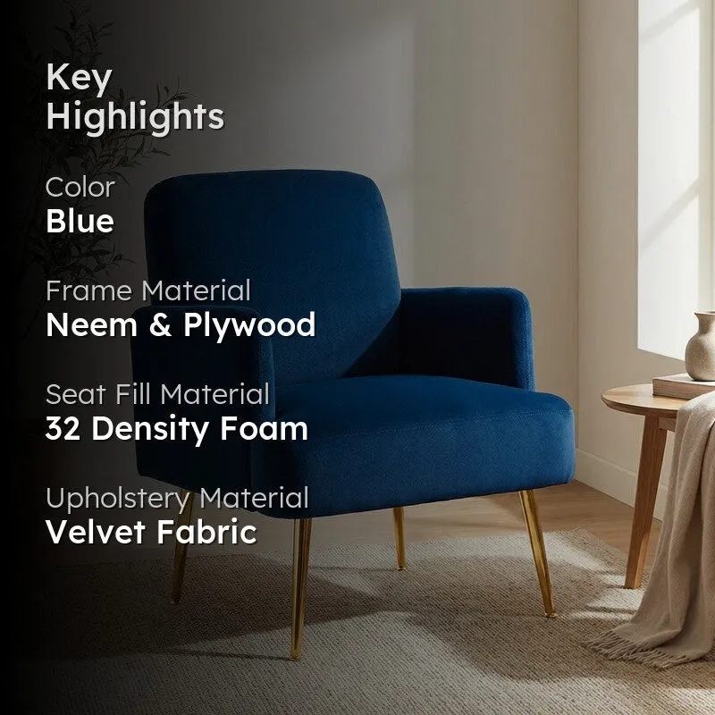 Serenza Neem Wood Accent Chair - Dark Blue media 2