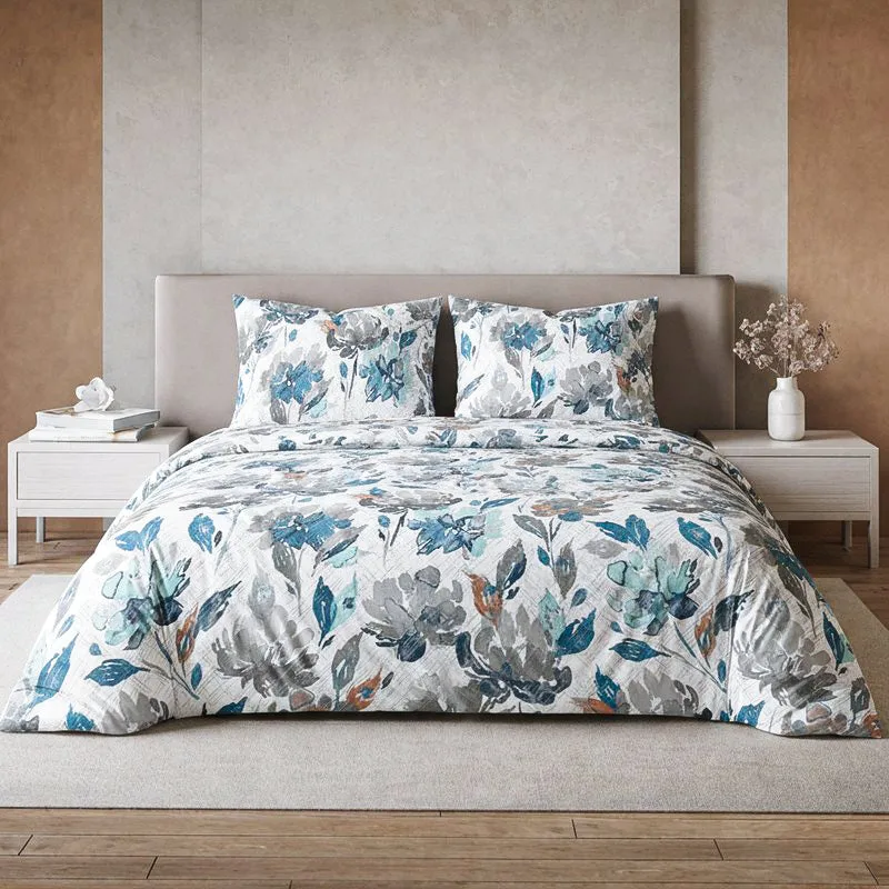 Vintage Rustica Fitted Cotton Bedsheet (Blue) - 300 TC media 1