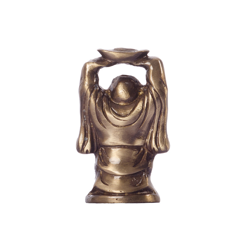 Antique Brass Laughing Buddha Monk media 5