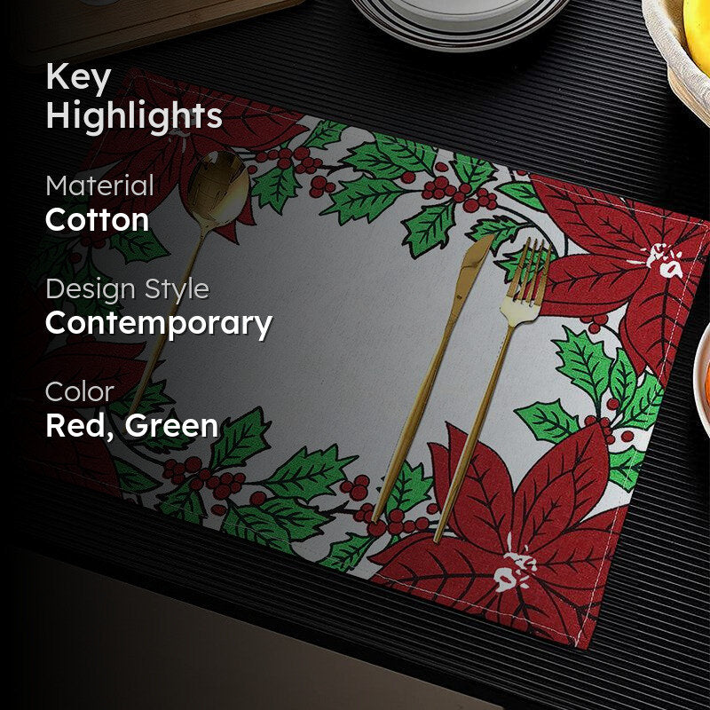 Acora Floral Placemat (Red) - Set of Two media 2