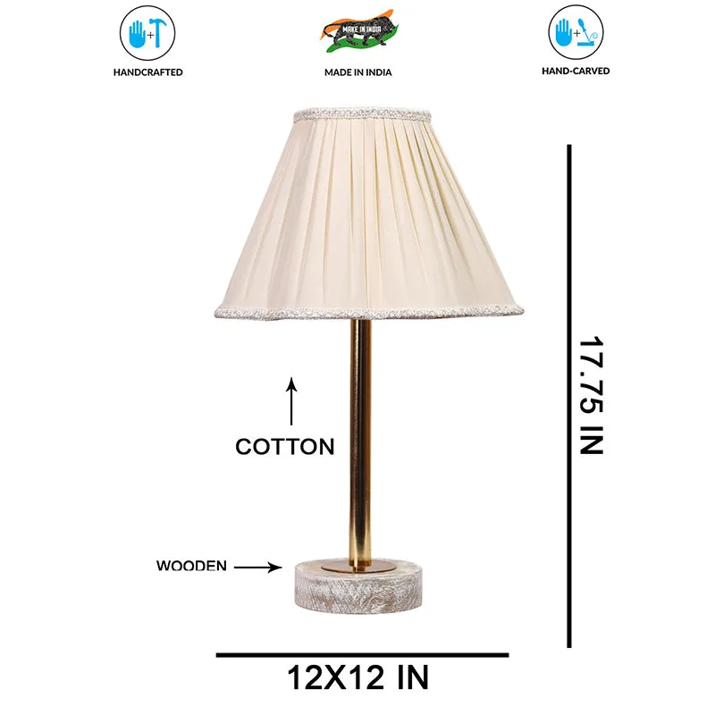 Pleatra Rodin Wooden Table Lamp - White,Gold media 7