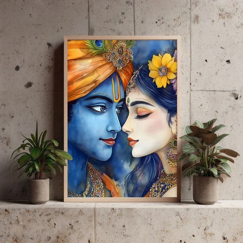 Vrindavan's Heart Spiritual Archival Paper Wall Painting - Natural Brown Frame media 3