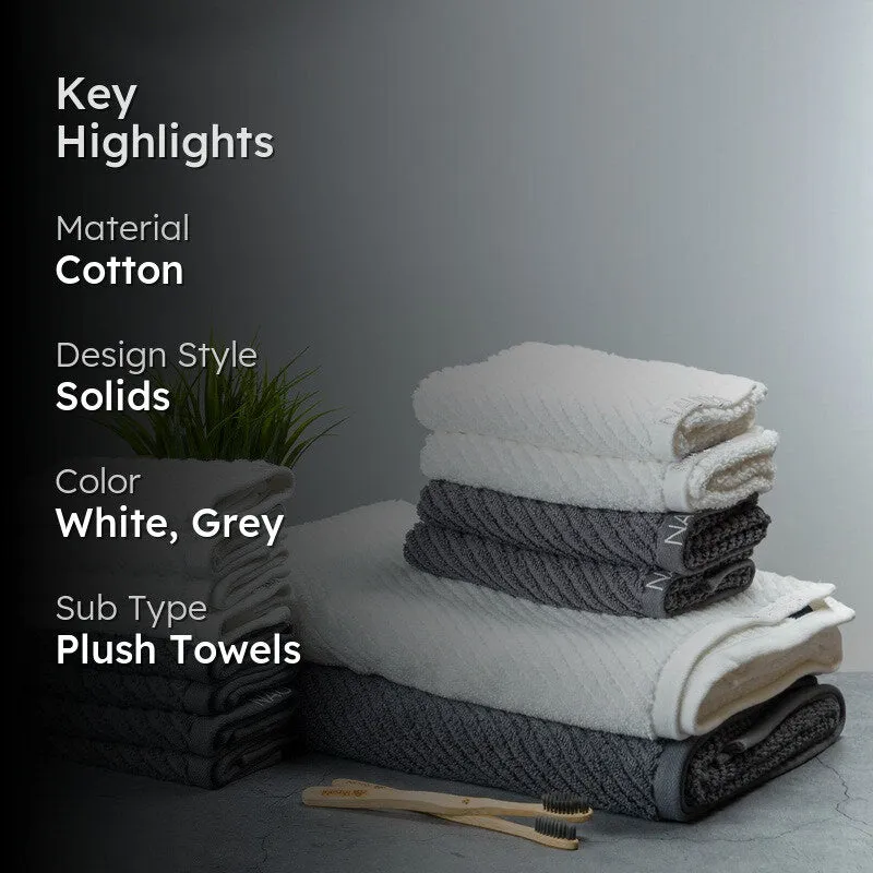 Nautica Riviera Soft Cotton Towel Set (White & Dark Grey) - Fourteen Piece Set media 2