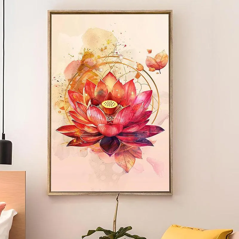 Cosmic Kamalam Canvas Traditional Wall Art With Frame media 2