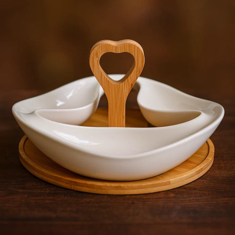 Modo Ceramic Platter - White & Brown