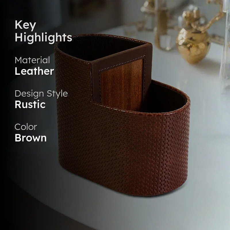 Tishue Faux Leather Cutlery Stand - Brown media 2