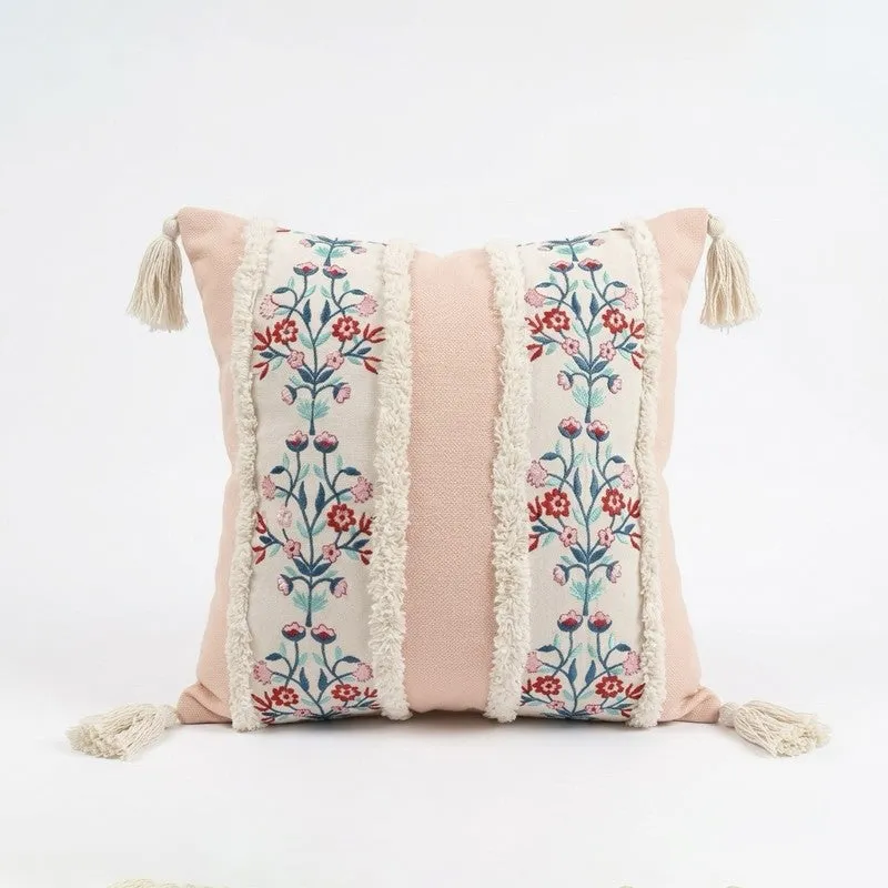 Craft Bloom Embroidered Cushion Covers (Peach) - Set Of Two media 4