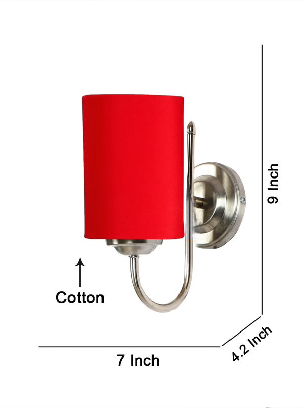Altura Cylindrical Fabric & Metal Wall Lamp - Red media 5