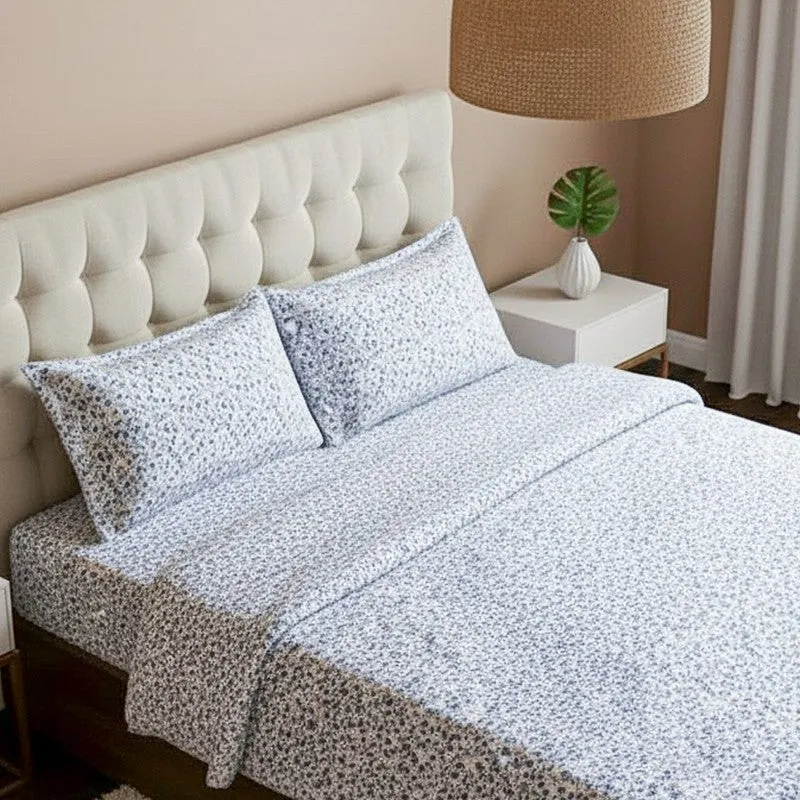 Anvisha Floral Cotton Bedsheet (Blue) - 180 TC media 3