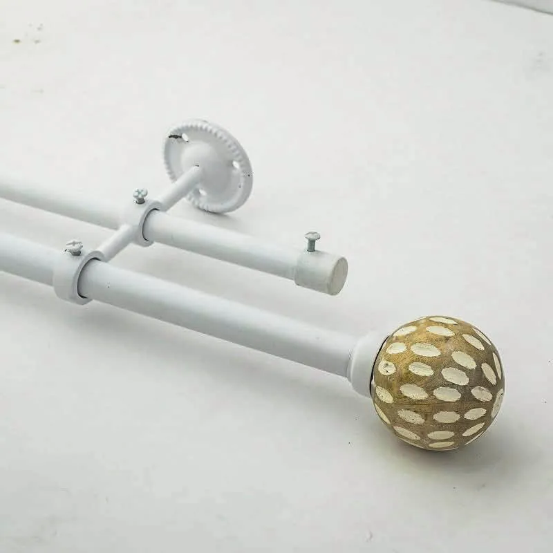 Birch Beam Duo Extendable 1" Double Curtain Rods With Round Finial & Brackets media 4