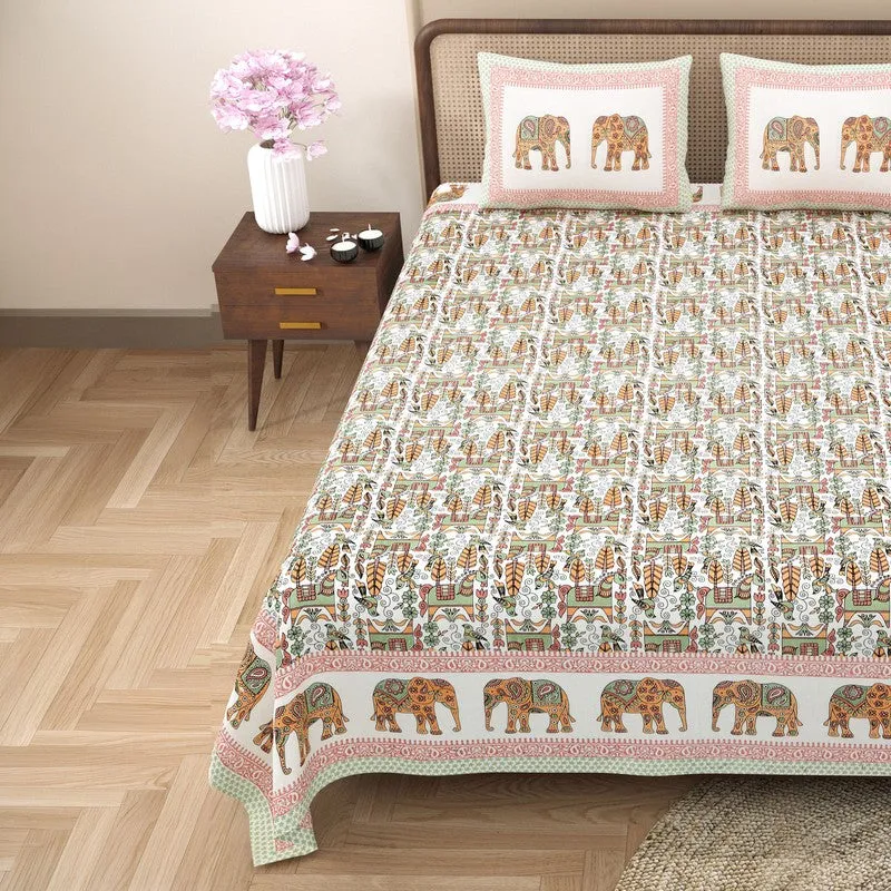 Heritageix Cotton Bedsheet (Orange,Green) - 240 TC media 4
