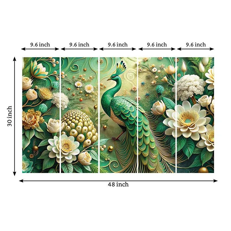 Ethereal Mayura Canvas Wall Art - Set Of Five media 8