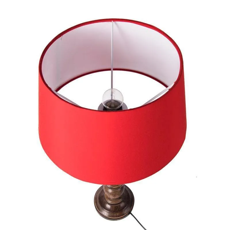 Floral Carved Fabric Table Lamp - Red,Brown media 3