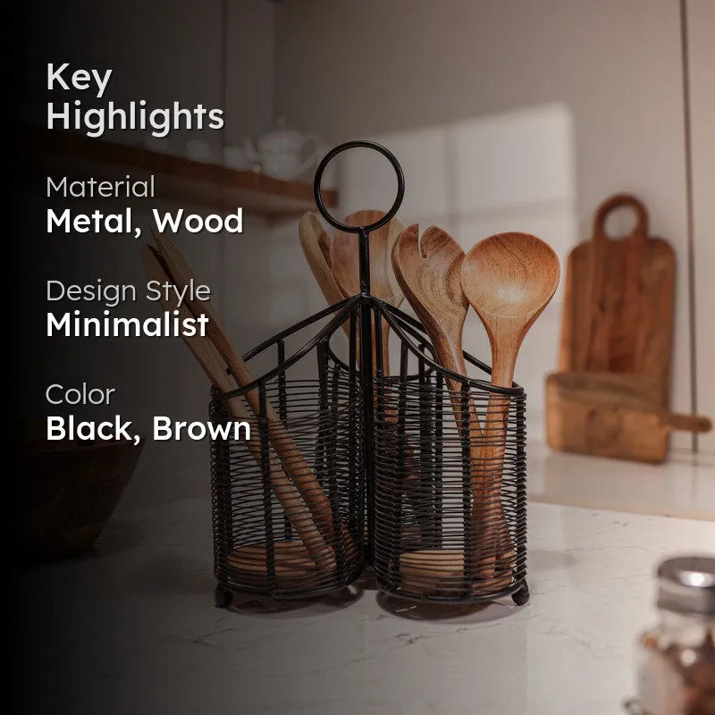 Natural Grain Wood Cutlery Stand media 2