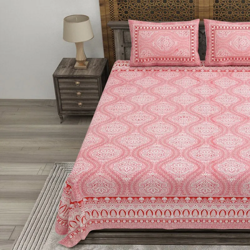 Lineon Cotton Bedsheet (Pink) - 240 TC media 3
