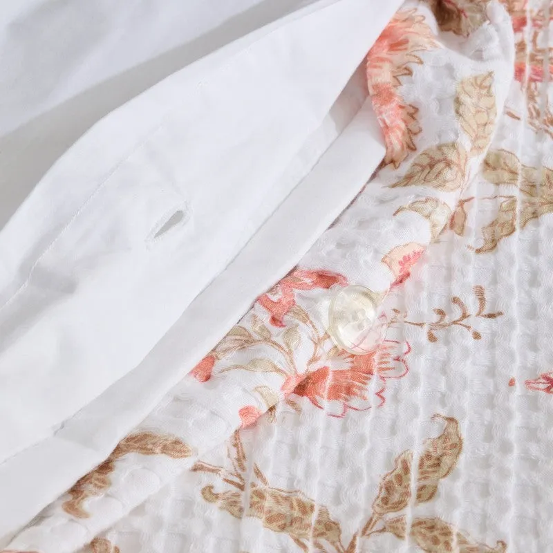 Petal Grace Cotton Duvet Cover (Peach) (230 Gsm) - Three Piece Set media 5