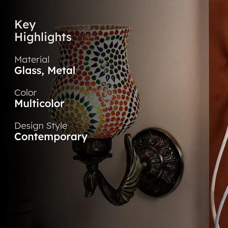 Elva Retro Mosaic Glass & Metal Wall Lamp media 2