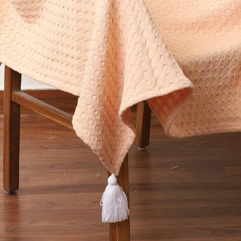 Tender Loom Knitted Cotton Throw - Peach media 3