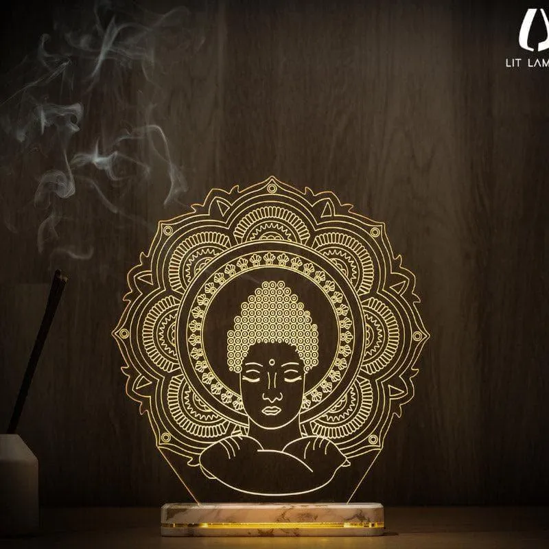 Buddha Glory Acrylic Table Lamp - Transparent media 1