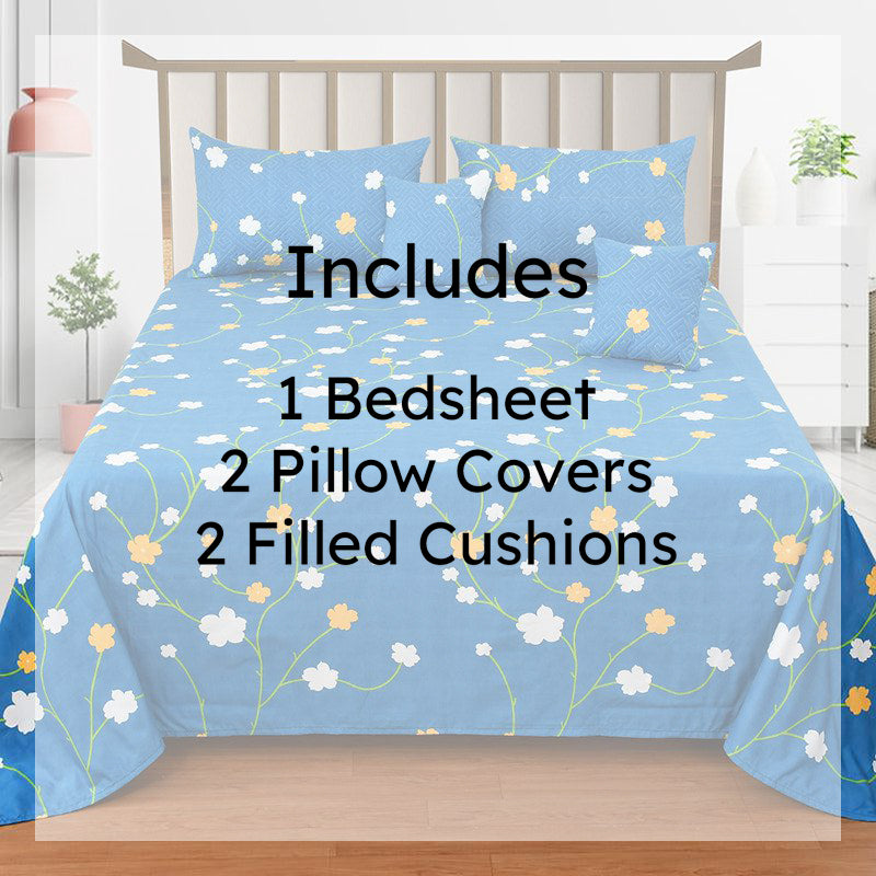 Blue Gardenia Floral Quilted Microfiber Bedding Set - Five Piece Set media 6
