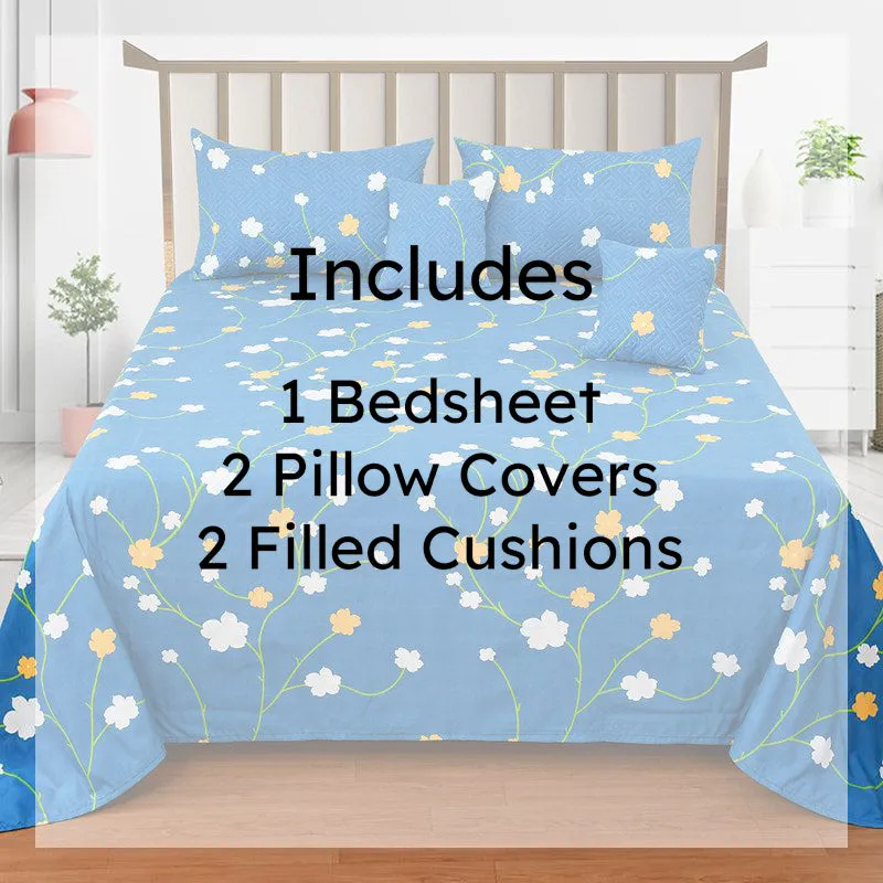 Blue Gardenia Floral Quilted Microfiber Bedding Set - Five Piece Set media 6