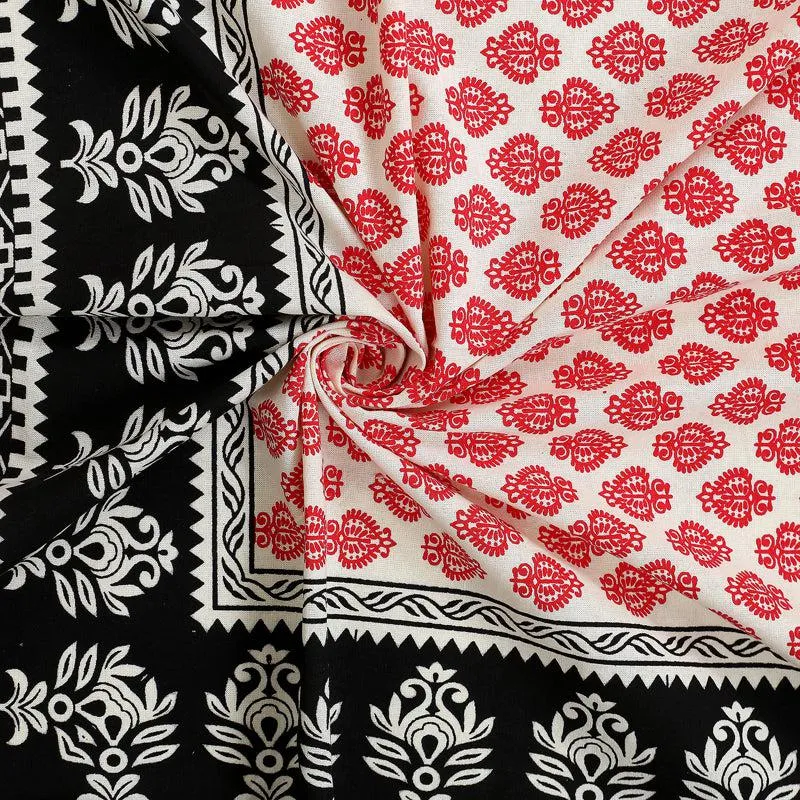 Mouparna Printed Diwan Set (Pink & Black) - Six Piece Set media 5
