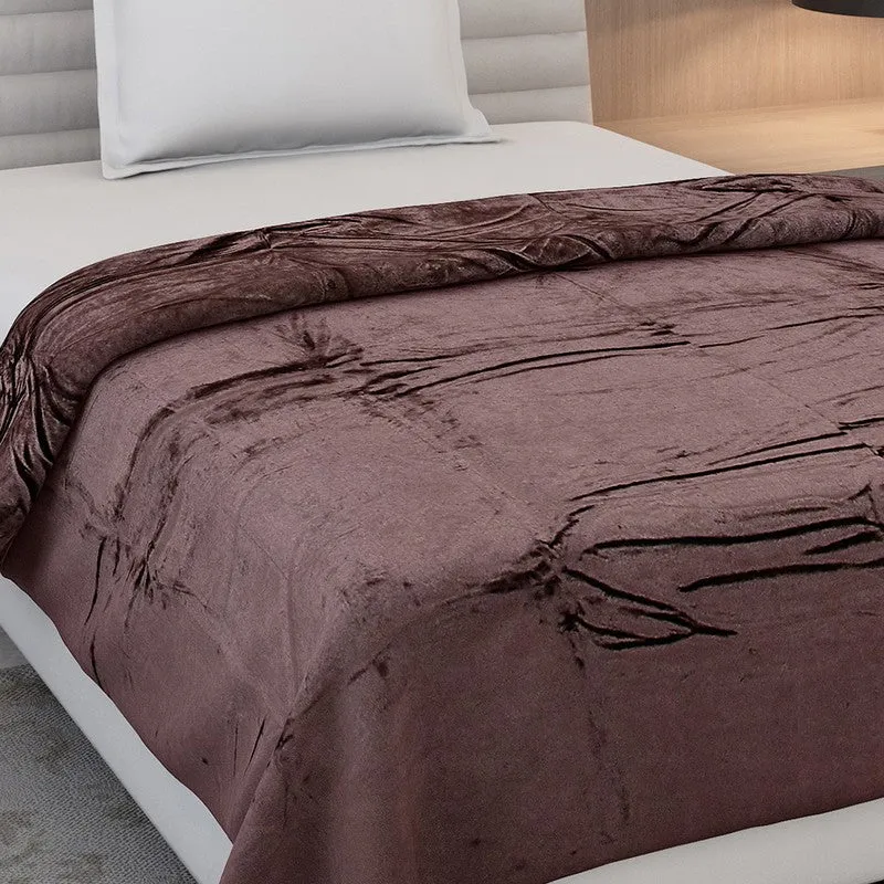 Monte Carlo Luxora Solid Polyester Blanket (Coffee) - 300 GSM media 5