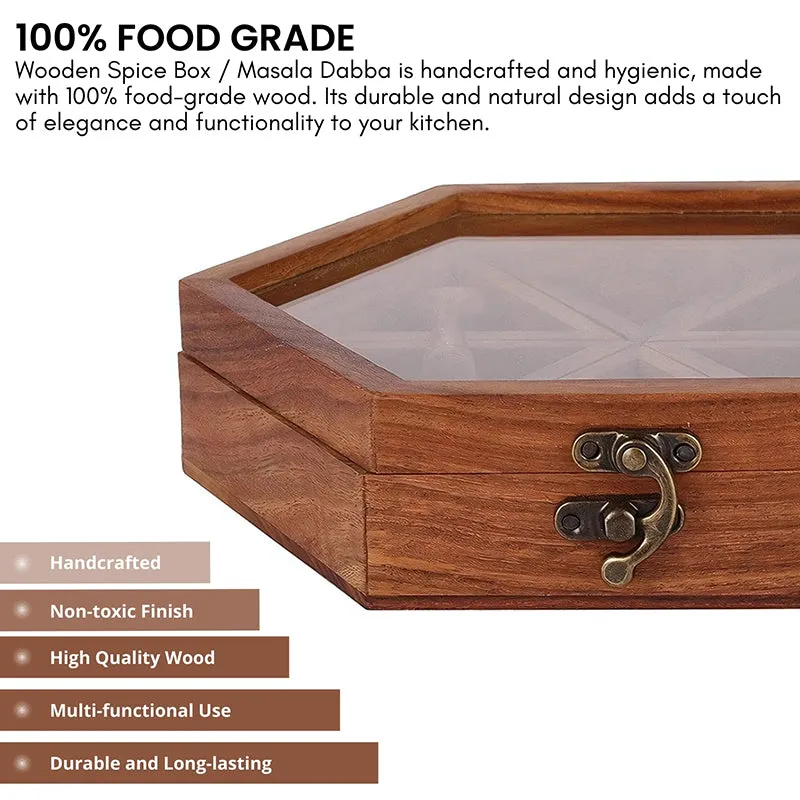 Amani Sheesham Wood Masala Box - Eight Piece Set media 7