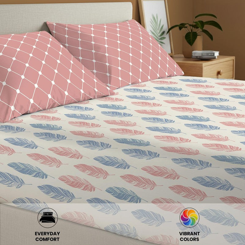 Urban Space Graceful Petals Cotton Bedsheet (Pink) - 144 TC media 6