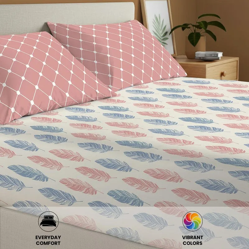Urban Space Graceful Petals Cotton Bedsheet (Pink) - 144 TC media 6