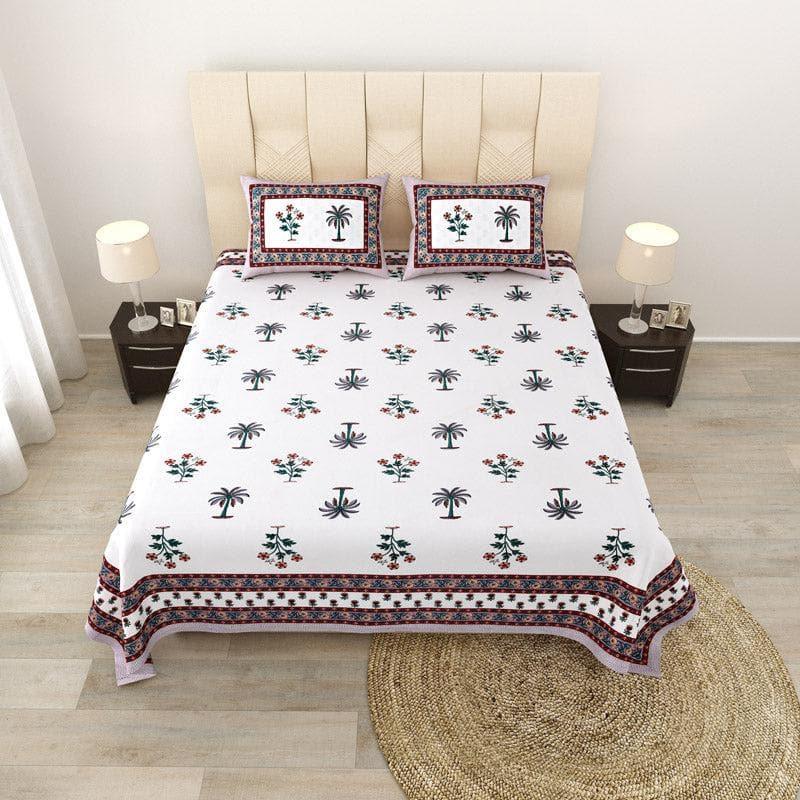 Palm Fields Printed Cotton Bedsheet (Maroon) - 140 TC media 3