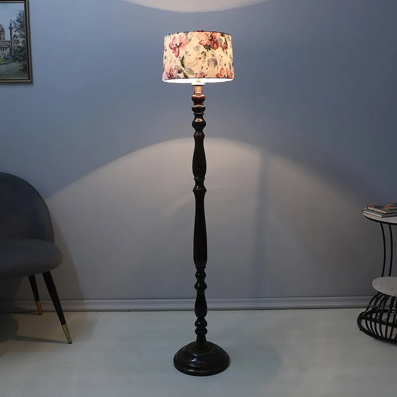 Lumikko Totem Printed Mango Wood Floor Lamp - Black media 1