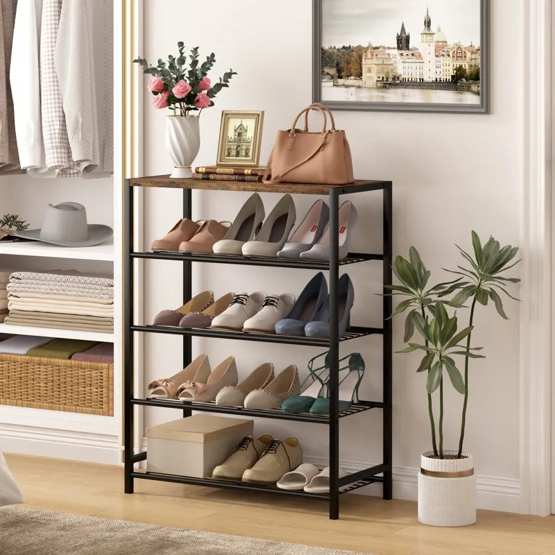 Strong Metal Shoe Rack - Black,Brown media 4