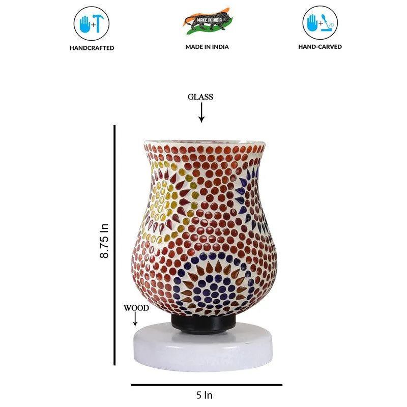 Aurelune Mosaic Glass Table Lamp With Wooden Base - Multicolor media 8