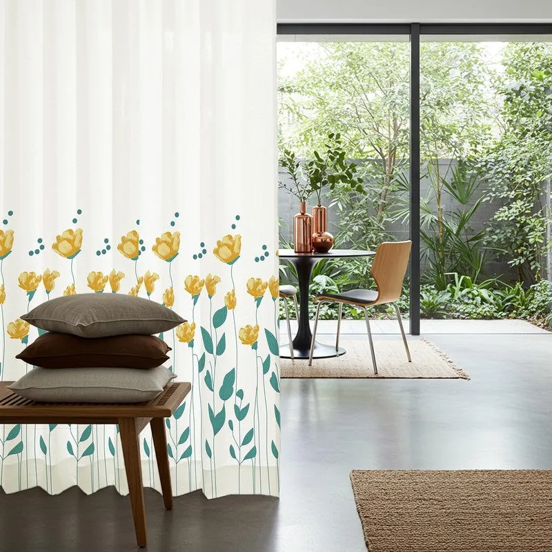 Sunny Blooms Cotton Curtain - Yellow media 3