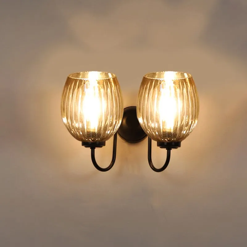 Warm Amber Dual Shade Glass Wall Lamp media 7