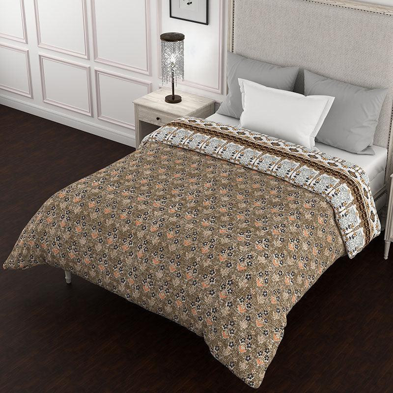 Purush Reversible Ethnic Cotton Comforter (Grey & Brown) - 150 GSM media 4