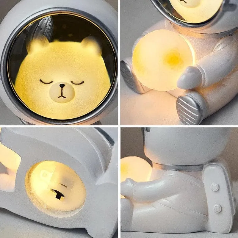 Teddy To The Space LED Resin Table Lamp - Silver,Grey media 5