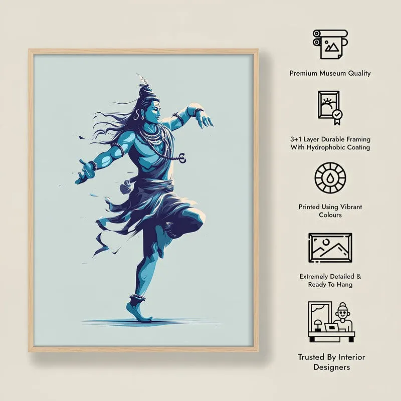 Shiva Tandava Divine Archival Paper Wall Art - Natural Brown Frame media 8