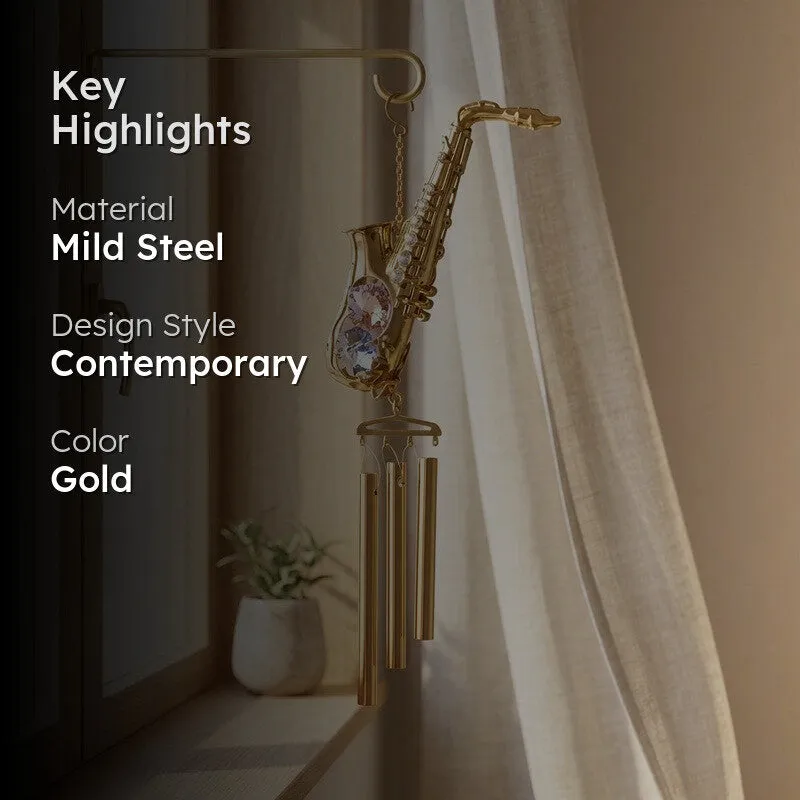 Golden Saxophone 24K Gold Plated Mild Steel Windchime media 2