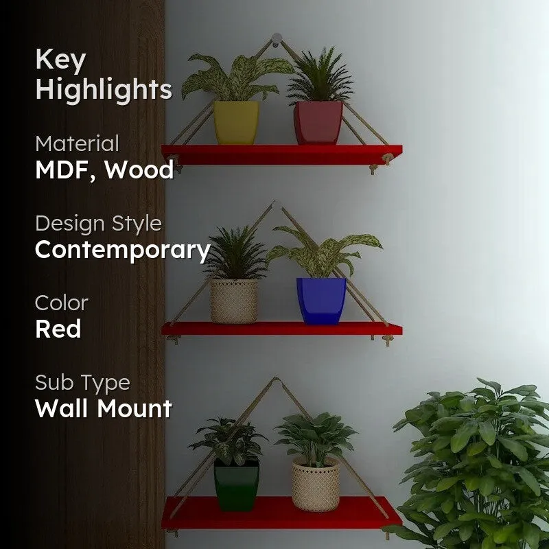 Home Glow (MDF,Wood) Shelves - Set Of Three media 2
