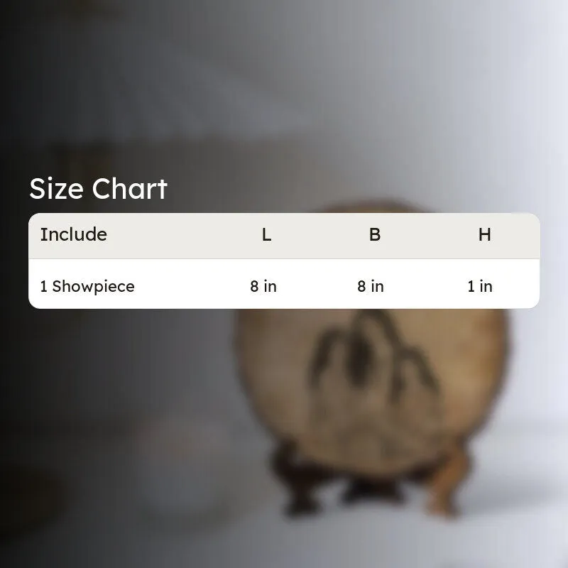 Blurred product background with a size chart graphic overlay