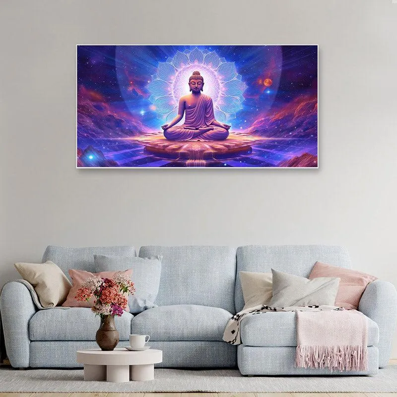 Blue Divine Buddha Canvas Wall Painting With Frame media 3