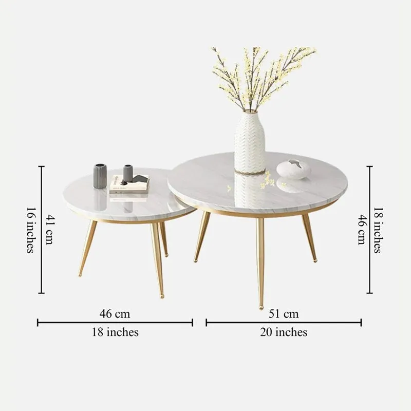Atelier Blanc Accent Table with Marble Top (Gold & White) - Set Of Two media 6