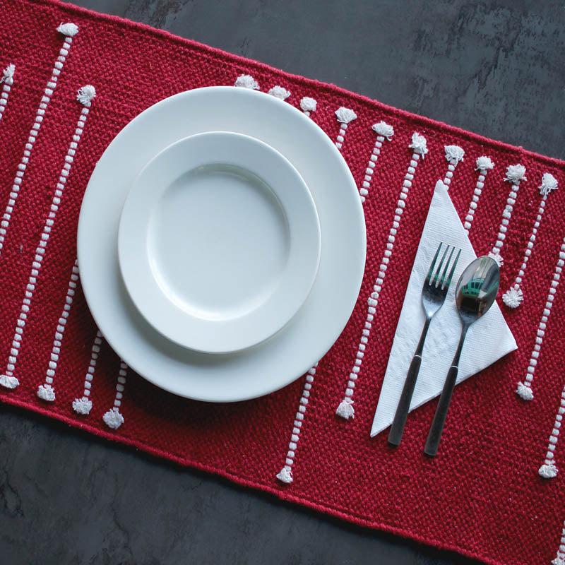 Samona Handwoven Cotton Table Runner - Red media 5